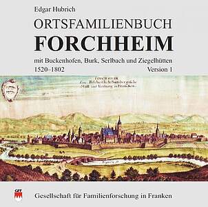 Das Buchcover zeigt ein Gemälde mit einer Stadtansicht des historischen Forchheims umgeben von den Hügeln der Fränksichen Schweiz und der Regnitz, über die eine steinerne Brück führt.