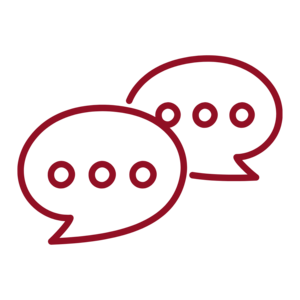 Icon mit zwei Sprechblasen