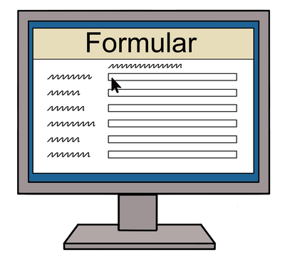 Computer-Grafik. Der Bildschirm zeigt ein Formular.