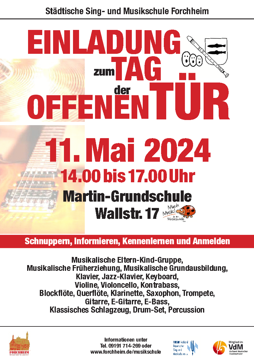 Plakat zum Tag der offenen Tür der Musikschule Forchheim