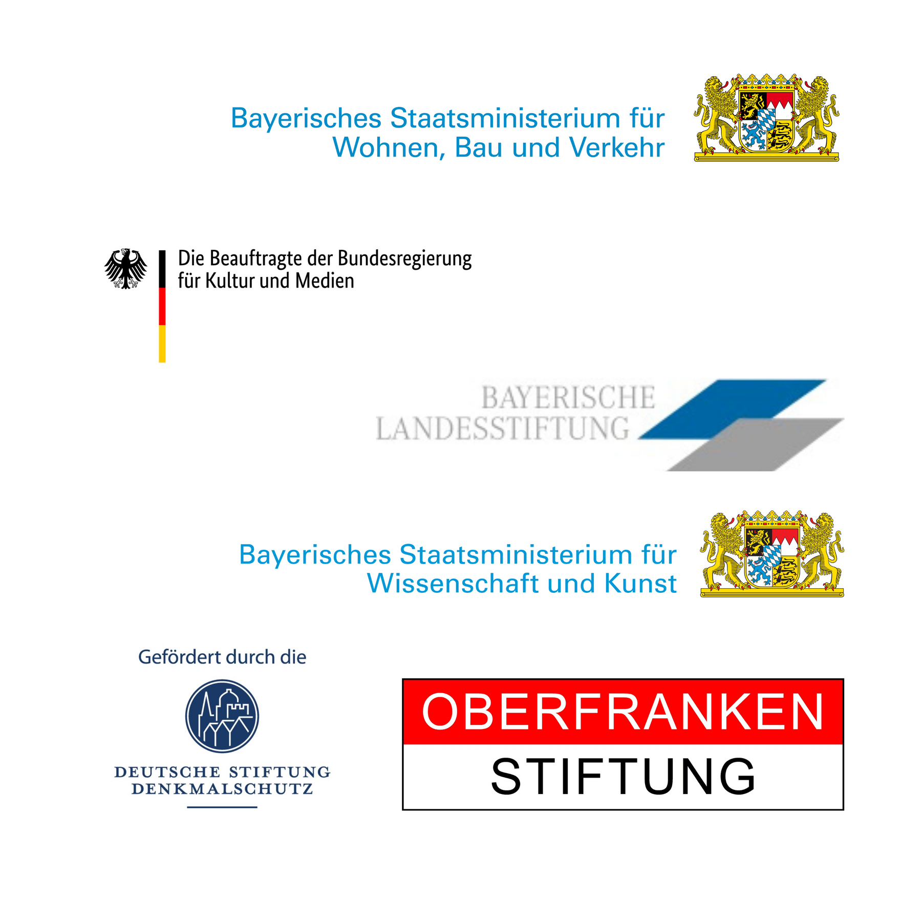 Collage von Logos der Fördermittelgeber der Generalsanierung des hsitorischen Rathauses Forchheim.