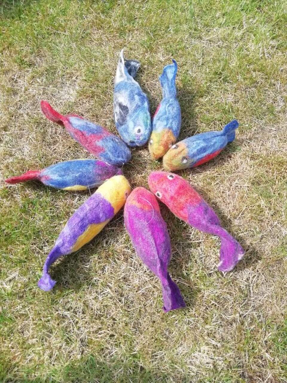 Gefilzte Fische im Gras
