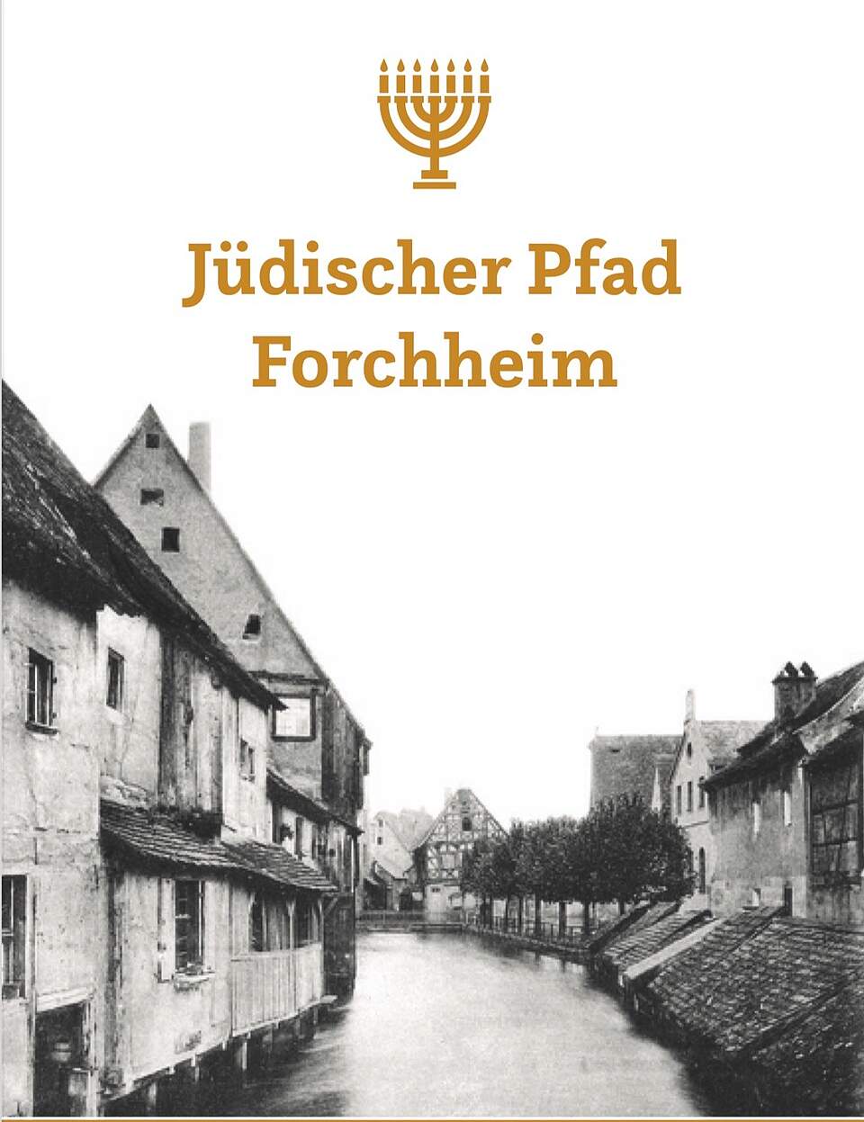 Ein alte schwarz-weiß Fotografie mit einer Stadtansicht der Forchheimer Innenstadt mit Häusern entlang der Wiesent.