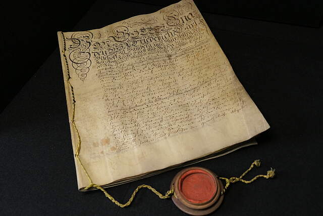 Historische Urkunde mit Siegel aus dem Forchheimer Stadtarchiv