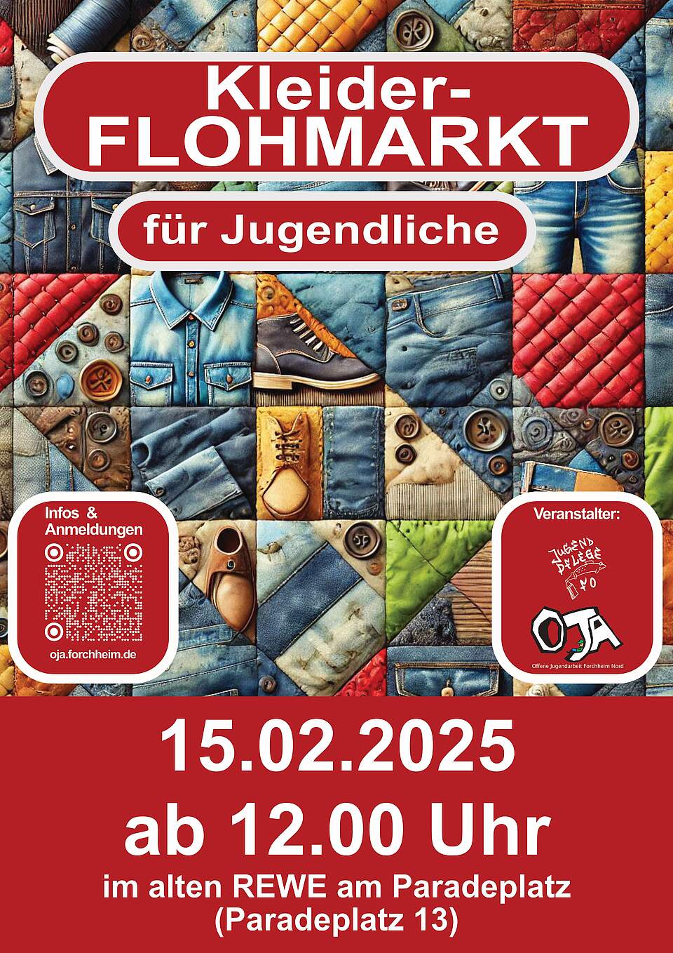 Plakat mit Datum und Uhrzeit für die Veranstaltung